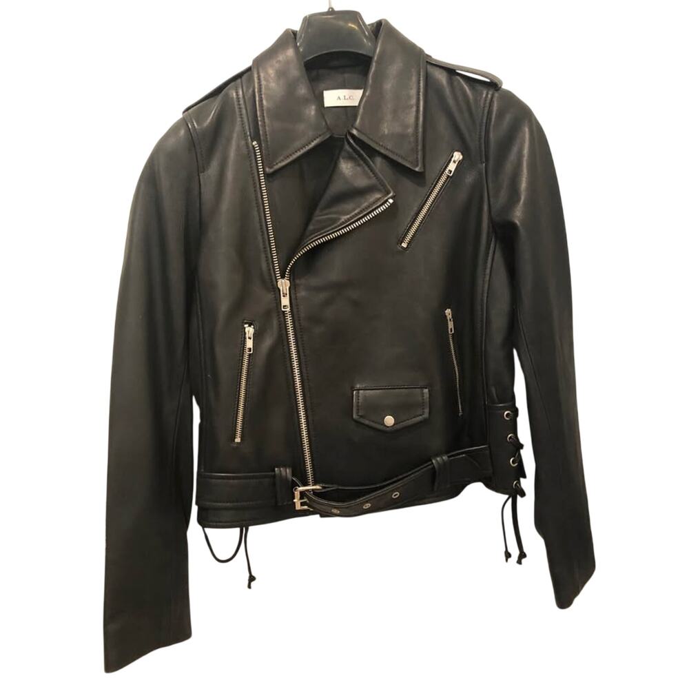 A.L.C. Women's Black Leather Biker Jacket Dree Moto Lambskin